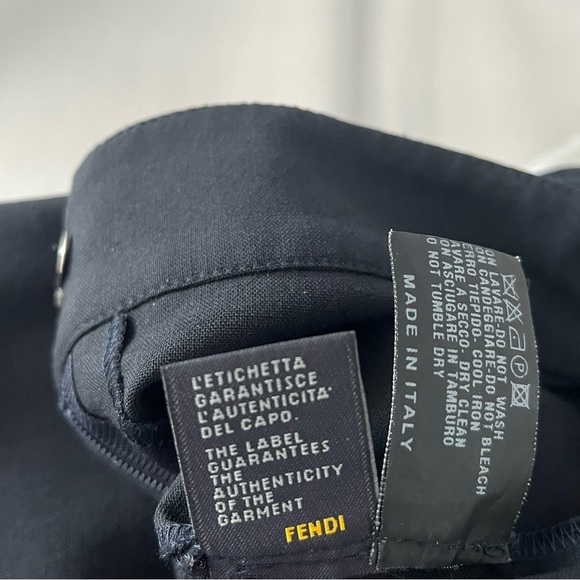 Authentic FENDI navy blue wool blend trousers pants IT 38 - Picture 8 of 9